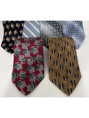 6 Pc Mens Neckties Tie Silk LOT Wholesale Bulk Collectors Crafts Cutter Career